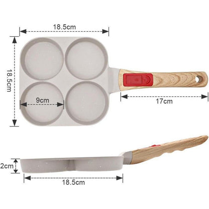 Spiegeleipfanne 4 Loch mit abnehmbarem Griff – Induktion, Antihaft