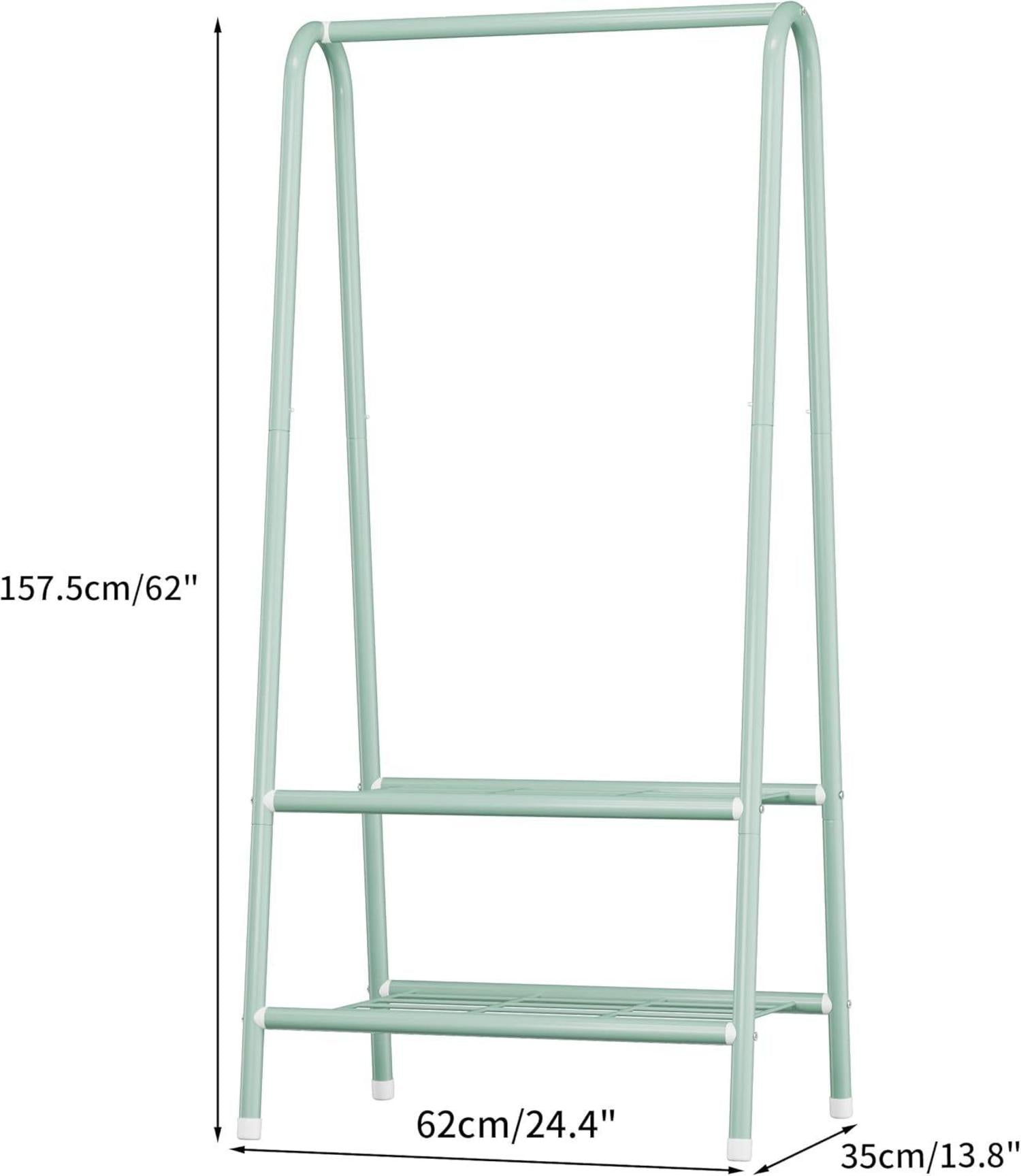 JOISCOPE A-förmiger Kleiderständer, 2-lagiges Regal, Metall, Mintgrün