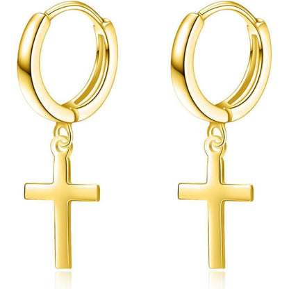 Creolen aus Sterling Silber mit Kreuz-Anhänger für Damen & Herren