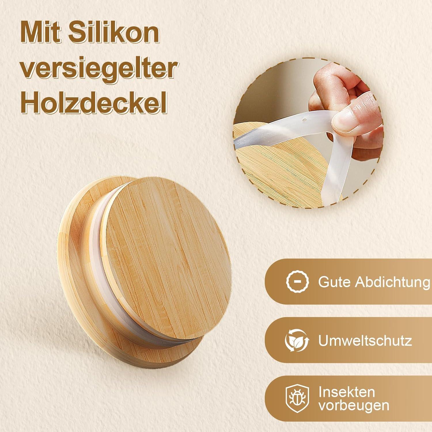 Luftdichte Gewürzgläser Set aus Glas mit Bambusdeckel