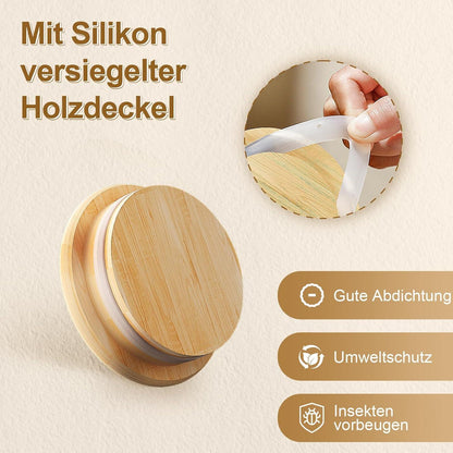 Luftdichte Gewürzgläser Set aus Glas mit Bambusdeckel