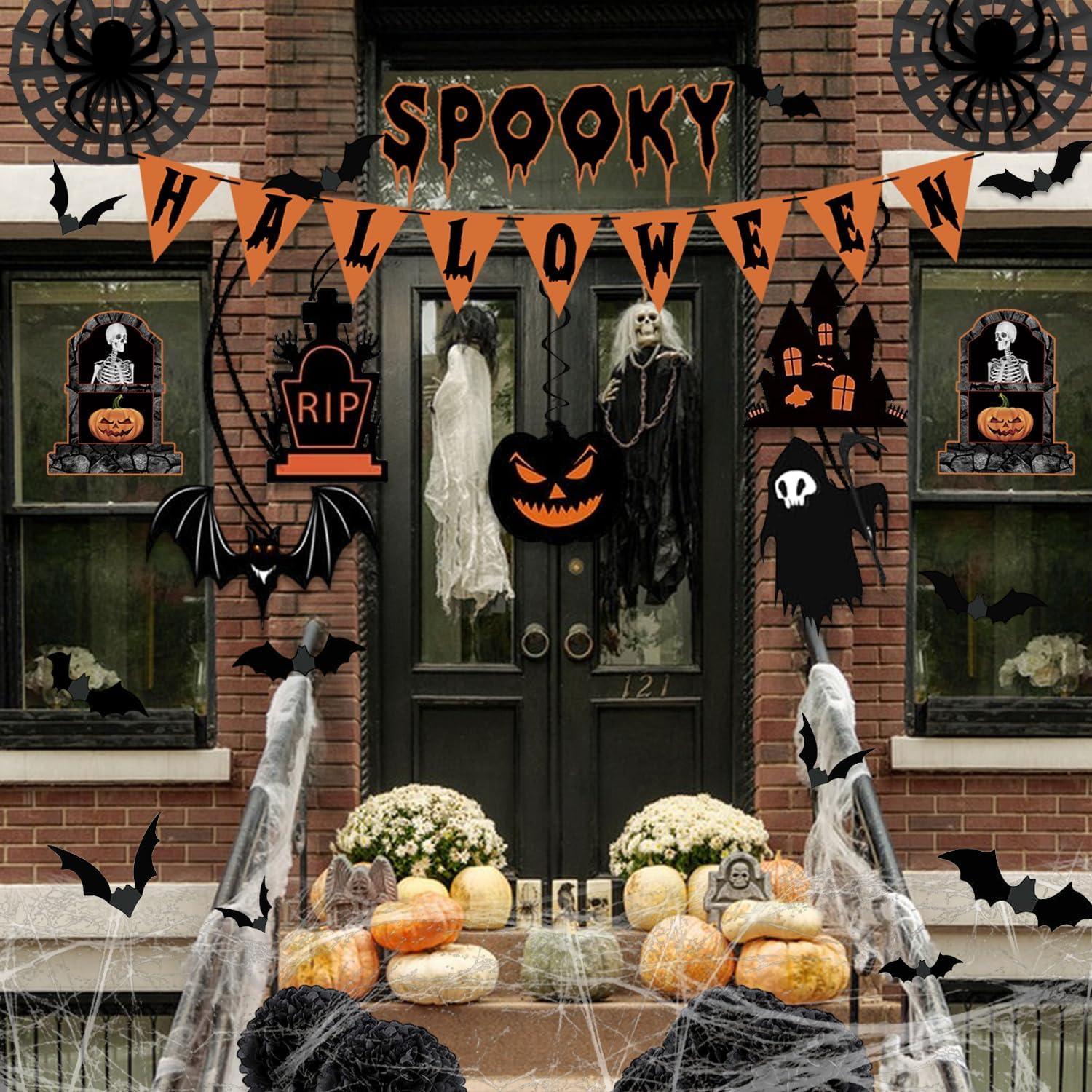 Halloween Deko Set 38 Teile Horror Spinnennetz Fledermaus Girlande