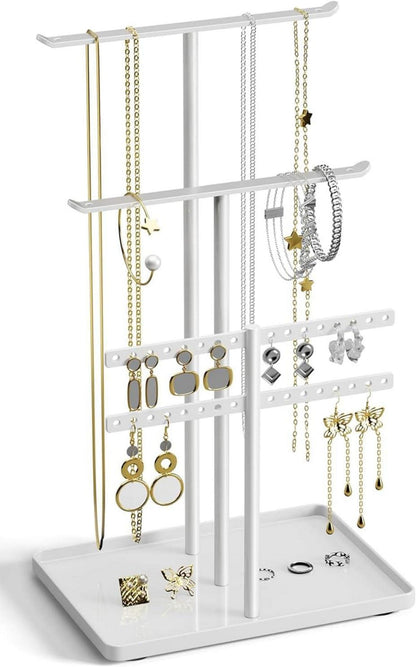 4-Ebenen Schmuck Organizer für Halskette, Armband, Ohrringe