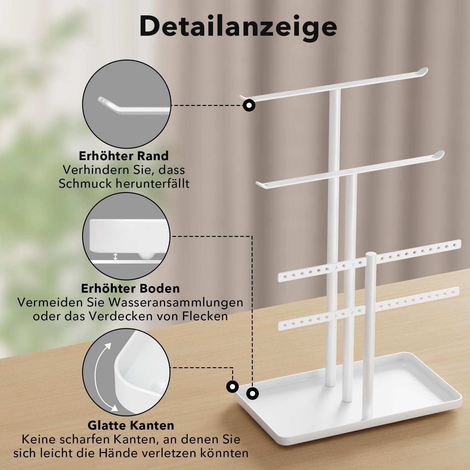 Schmuck Organizer Schmuckständer 32cm Groß Weiß für Halskette Armband Ohrringe