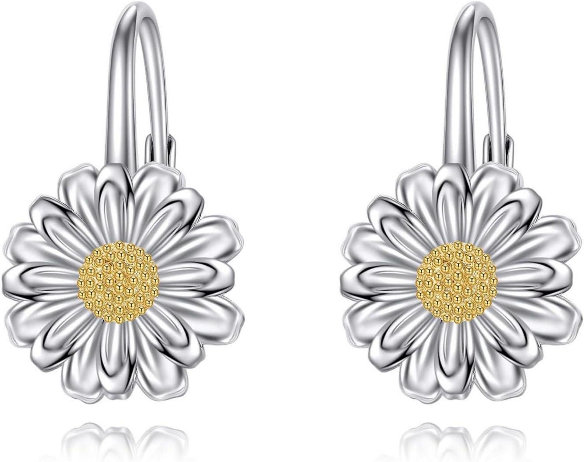 Gänseblümchen Ohrringe 925 Sterling Silber Blumen Leverback Schmuck