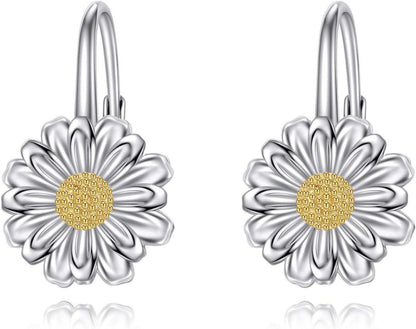 Gänseblümchen Ohrringe 925 Sterling Silber Blumen Leverback Schmuck