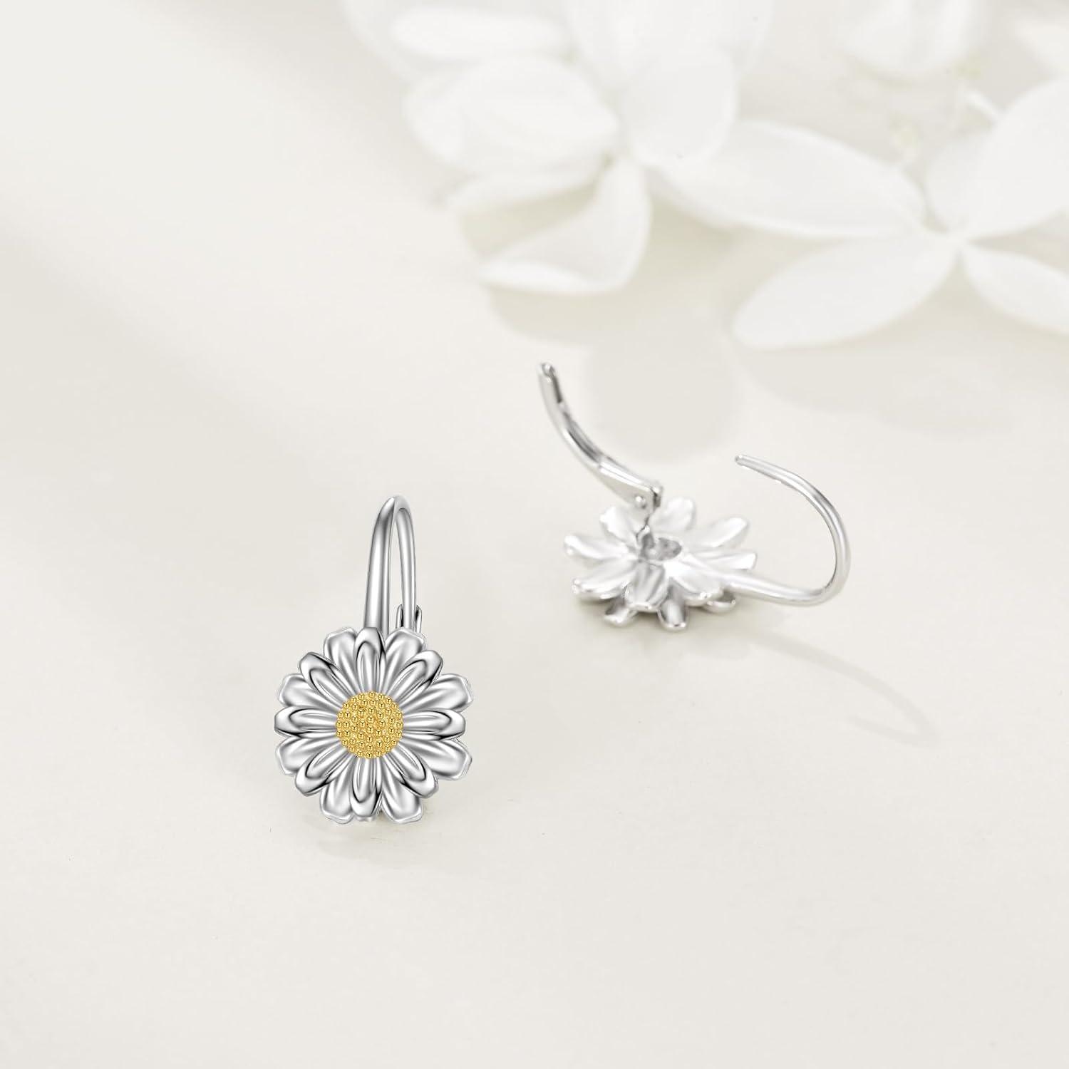 Gänseblümchen Ohrringe 925 Sterling Silber Blumen Leverback Schmuck