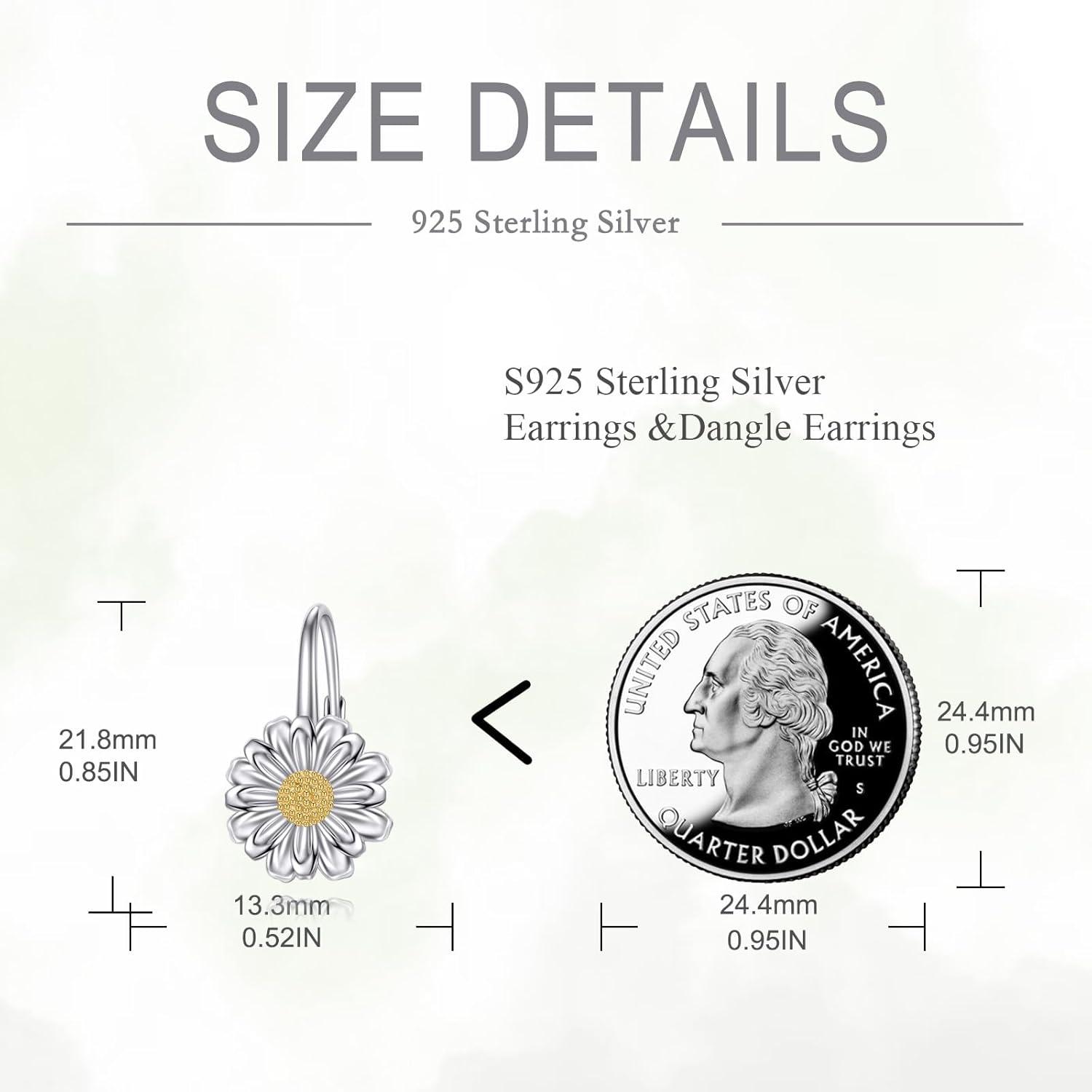 Gänseblümchen Ohrringe Damen 925 Silber Leverback Blumen Geschenk