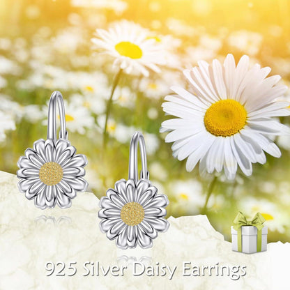 Damen Gänseblümchen Leverback Ohrringe 925 Silber Blumen Geschenke