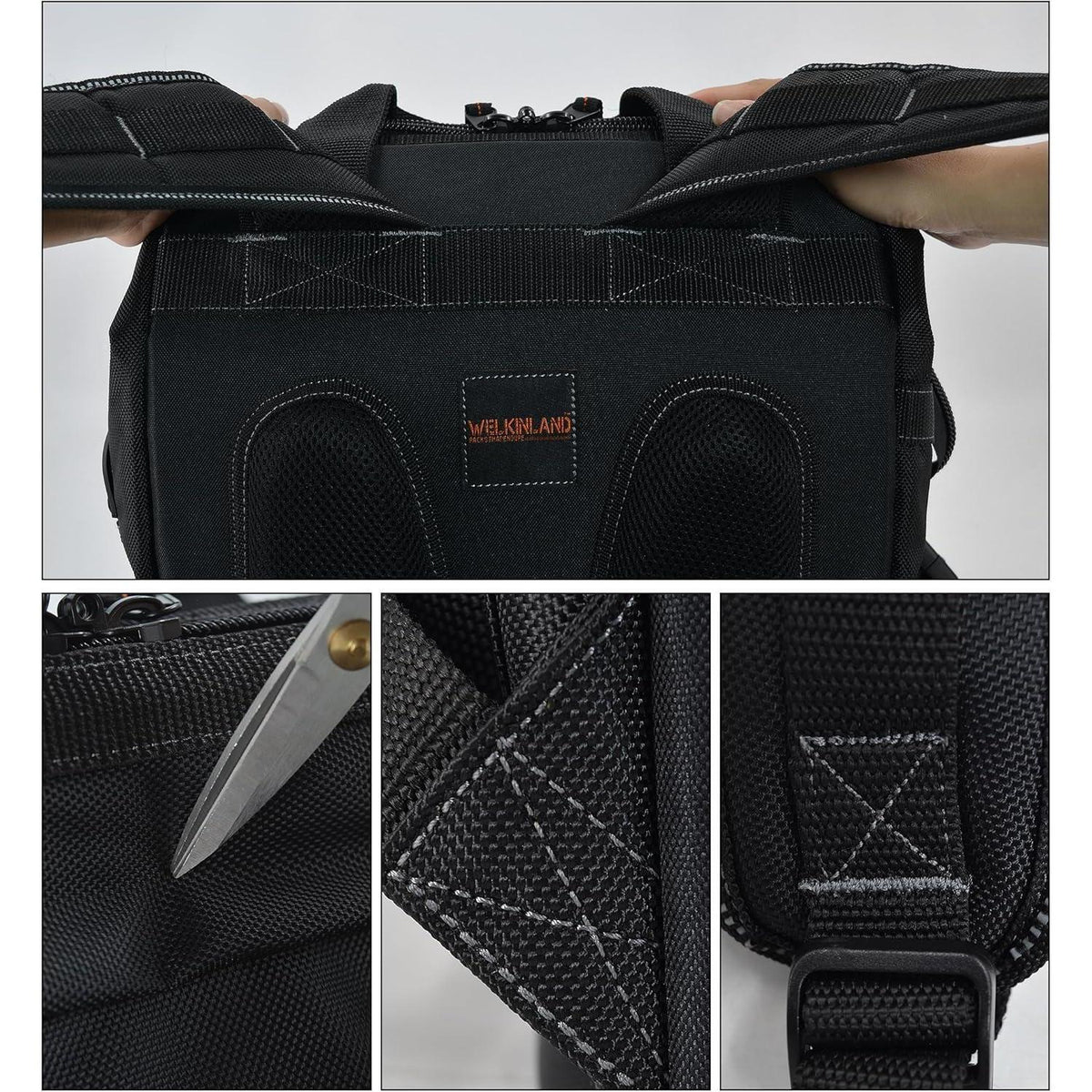 Werkzeugrucksack mit 55 Taschen, strapazierfähig und gepolstert