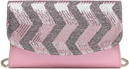 Damen Clutch Pailletten Umhängetasche Schultertasche Party Schwarz