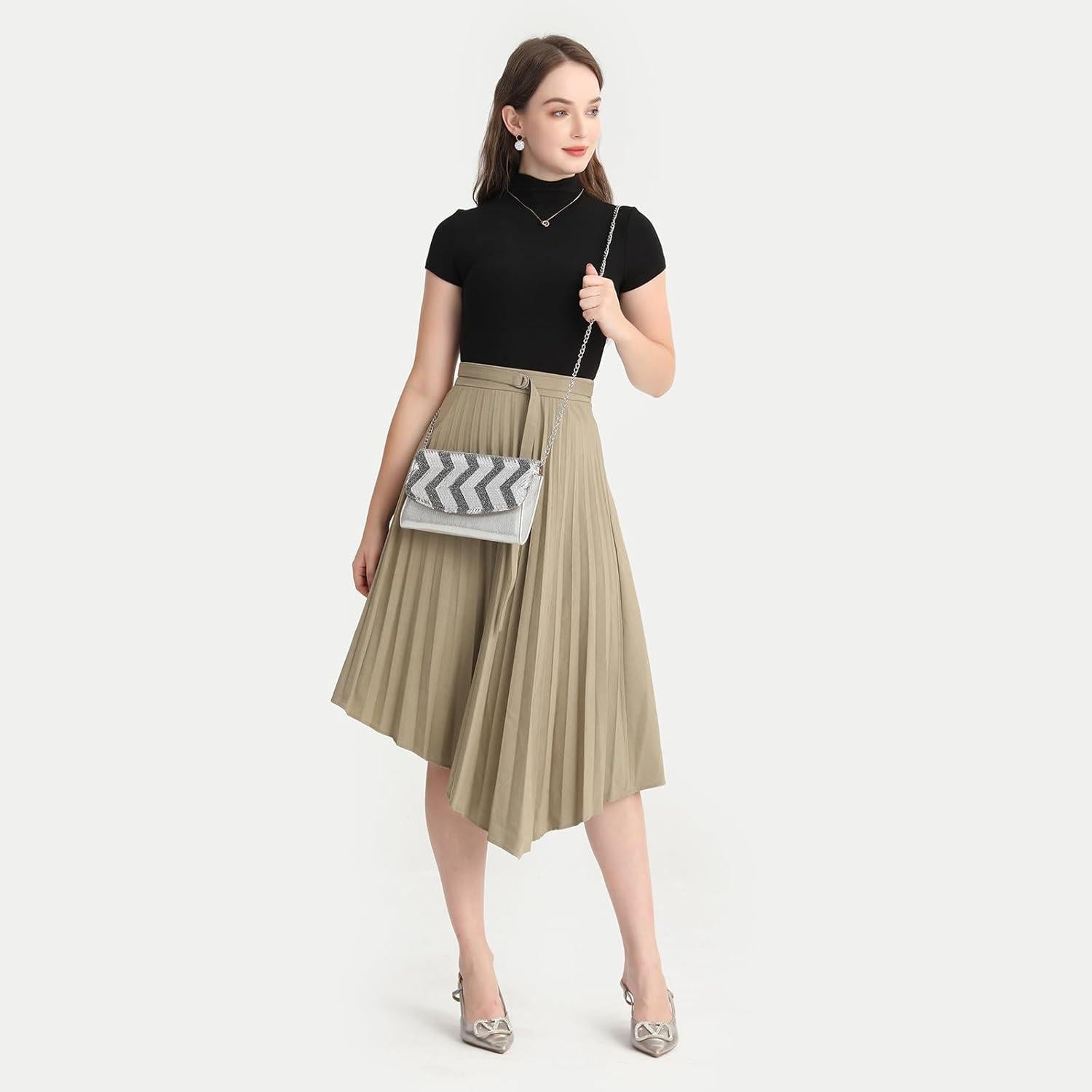 Miss Lulu Damen Clutch Pailletten Kettentasche Party