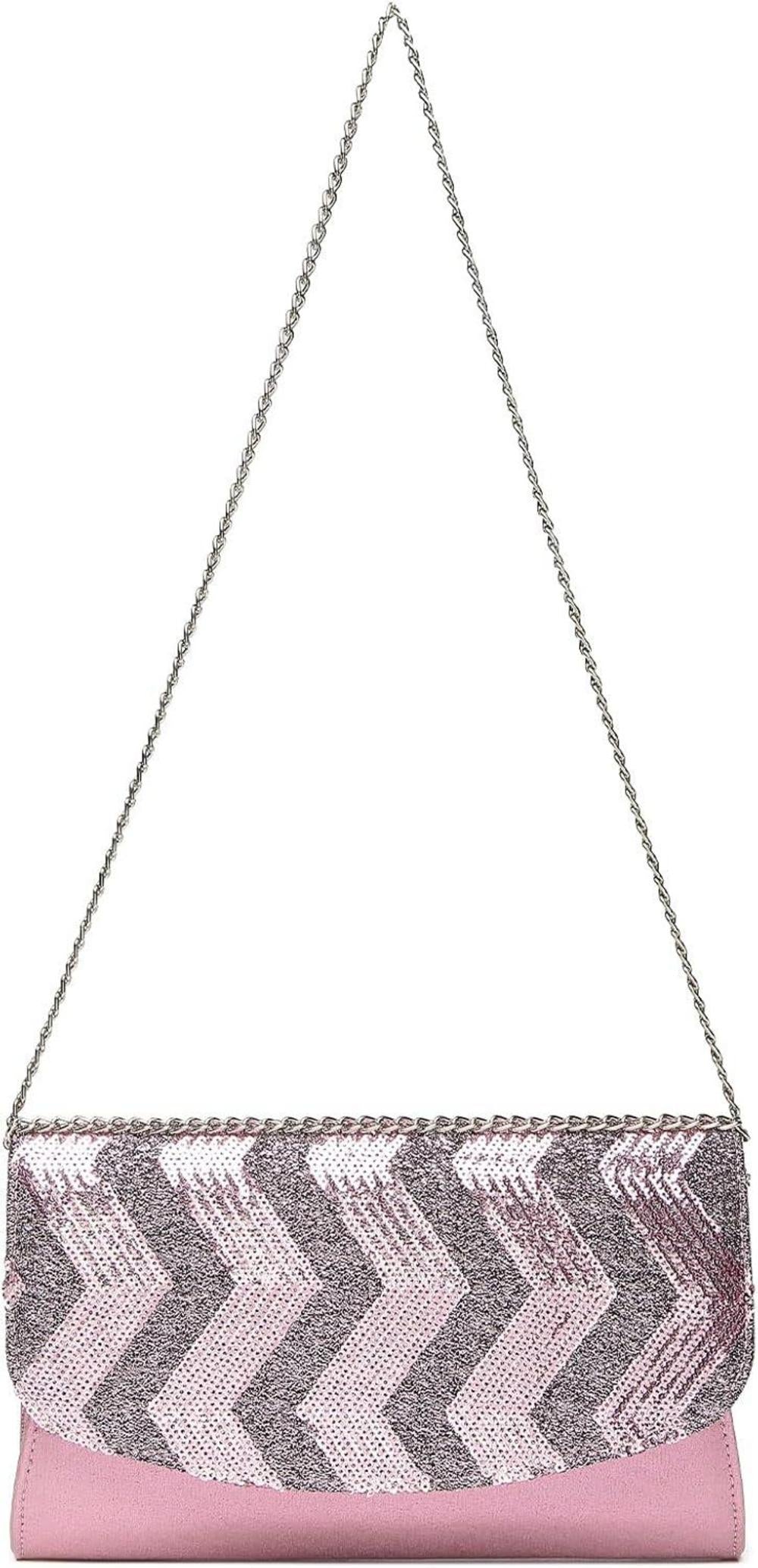 Miss Lulu Damen Clutch Kettentasche Party Pailletten Schultertasche
