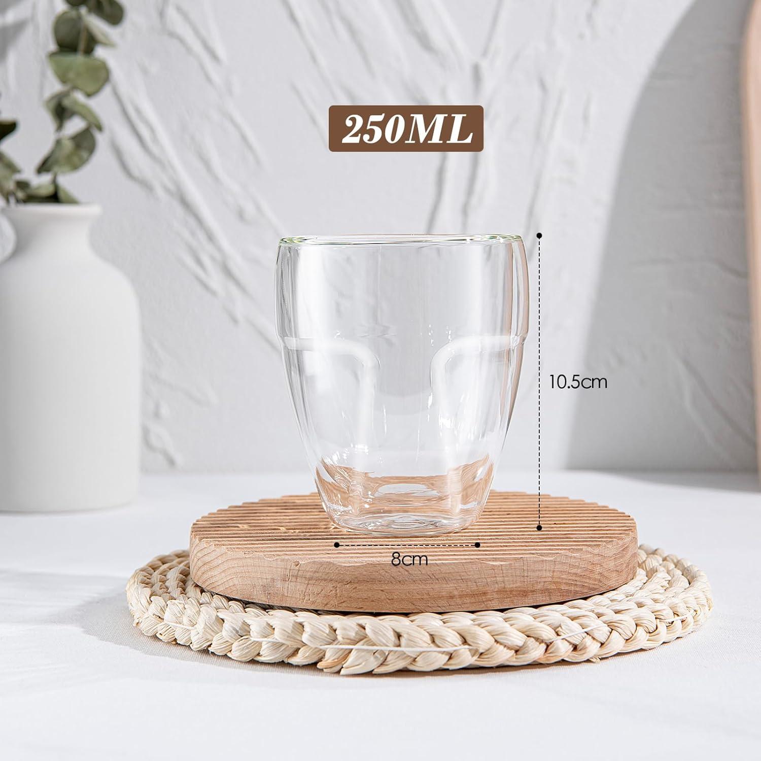 4er Set Latte Macchiato Gläser 250ml Doppelwandig Borosilikatglas