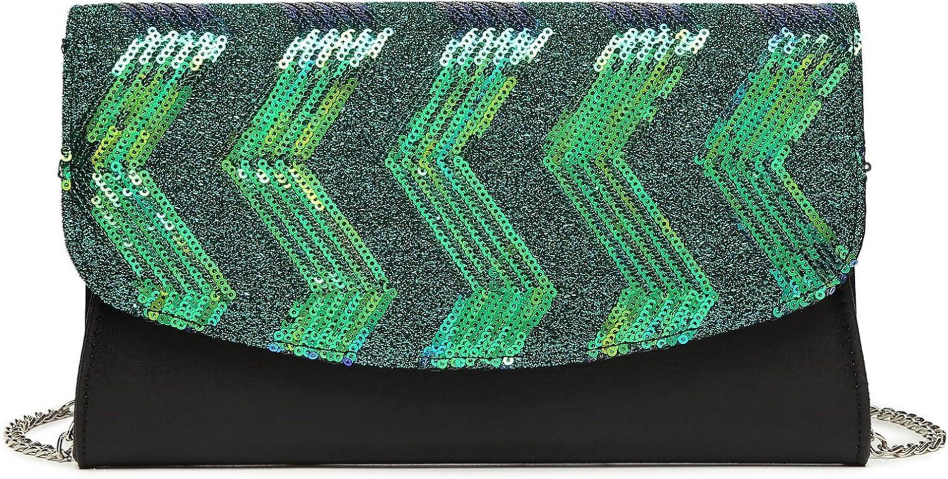 Schwarze Pailletten Clutch für Damen - Party Umhängetasche