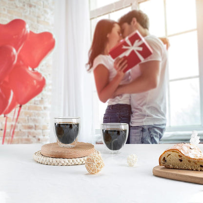 Espressotassen Set 4er 80ml Doppelwandige Gläser Borosilikatglas