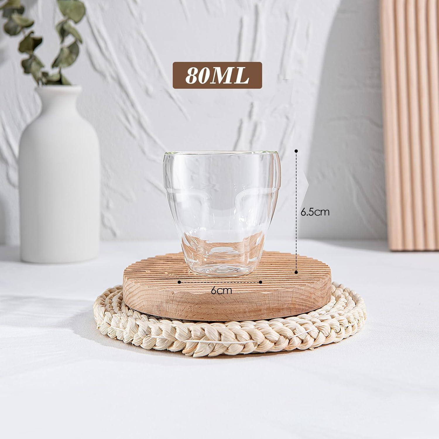 Espressogläser Set 4er 80ml Doppelwandige Borosilikatglas Thermogläser