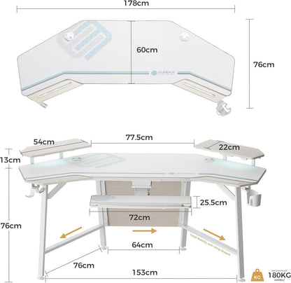 Ergonomischer Gaming Tisch mit LED und Flügelform