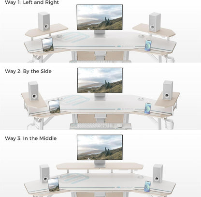 Gaming Tisch LED 182x76cm Flügelform PC Computertisch Tastaturablage