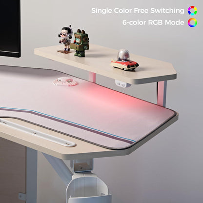 Gaming Tisch LED 182x76cm Flügelform PC Computertisch Tastaturablage