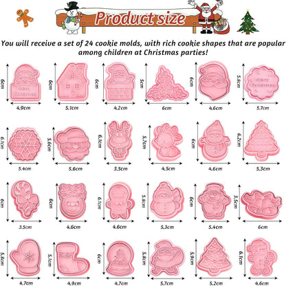 24 Weihnachten Ausstechförmchen Set - Plätzchen Backen Form