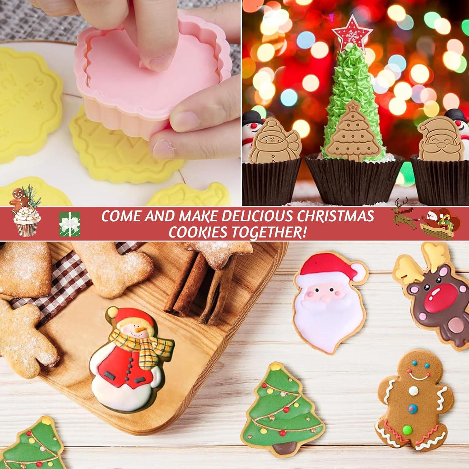24 Ausstechförmchen Weihnachten Plätzchenausstecher Set 3D Cookie