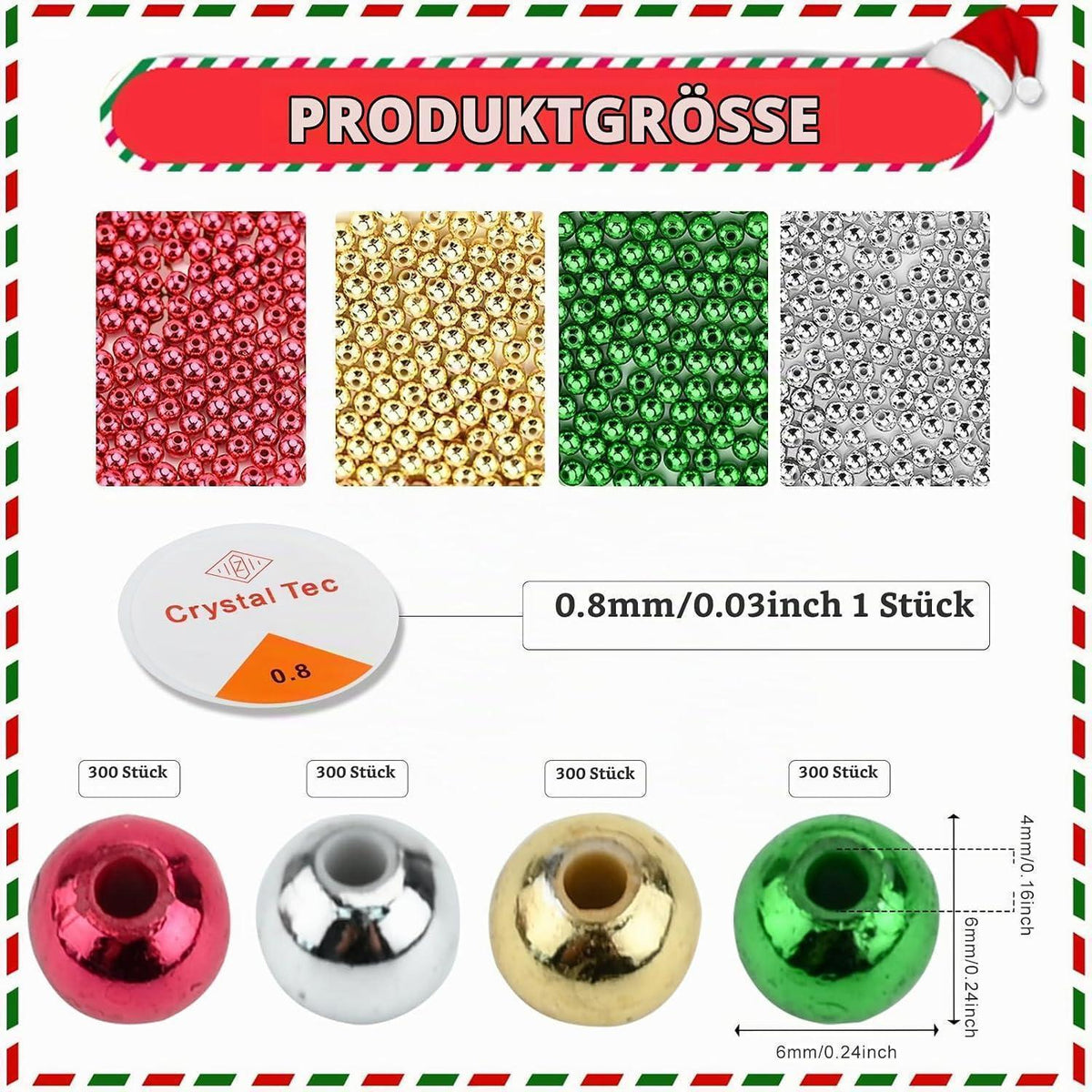 Weihnachts Bastelset 1200 Perlen für Kinder – DIY Schmuck & Deko