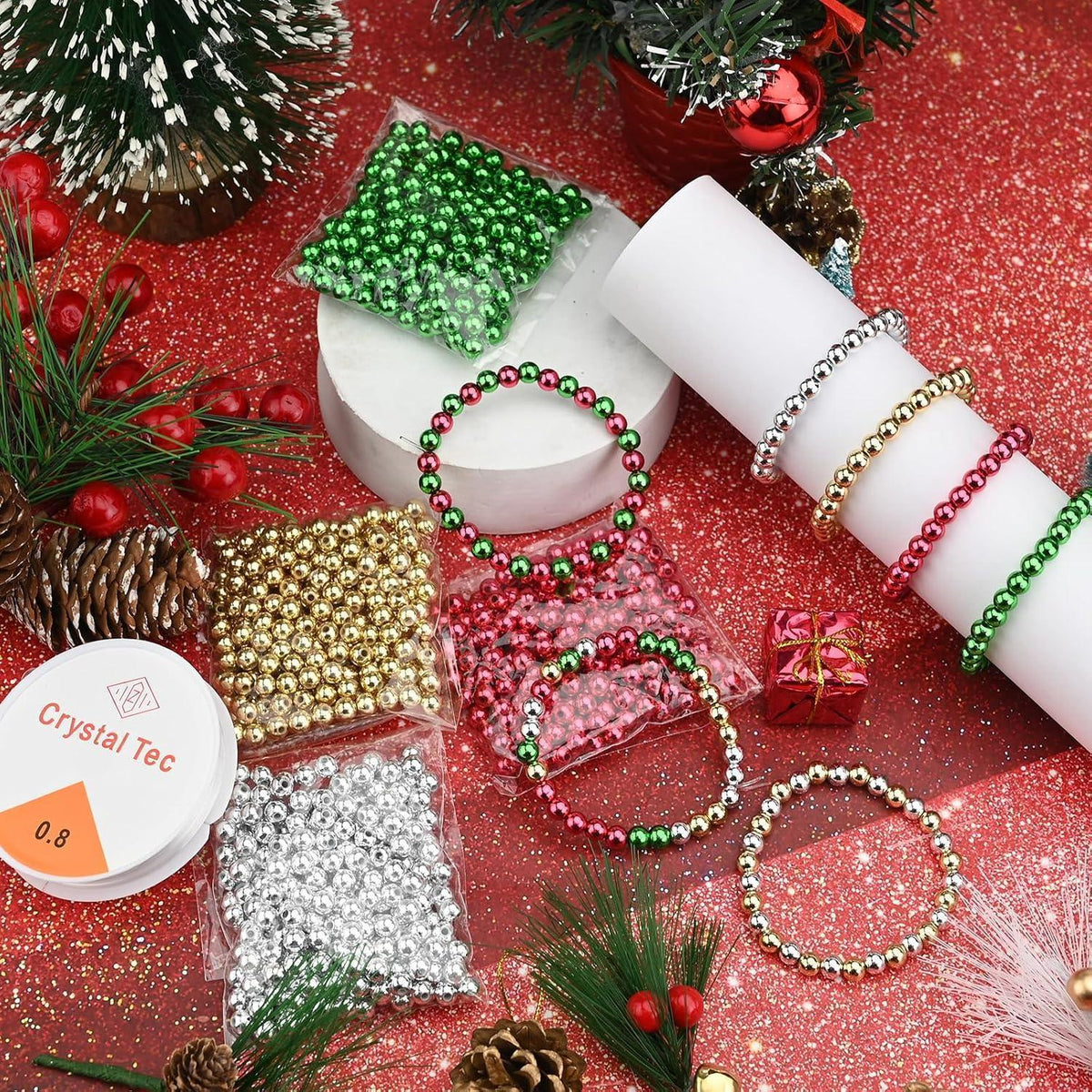 Weihnachts Bastelset 1200 Perlen für Kinder – DIY Schmuck & Deko