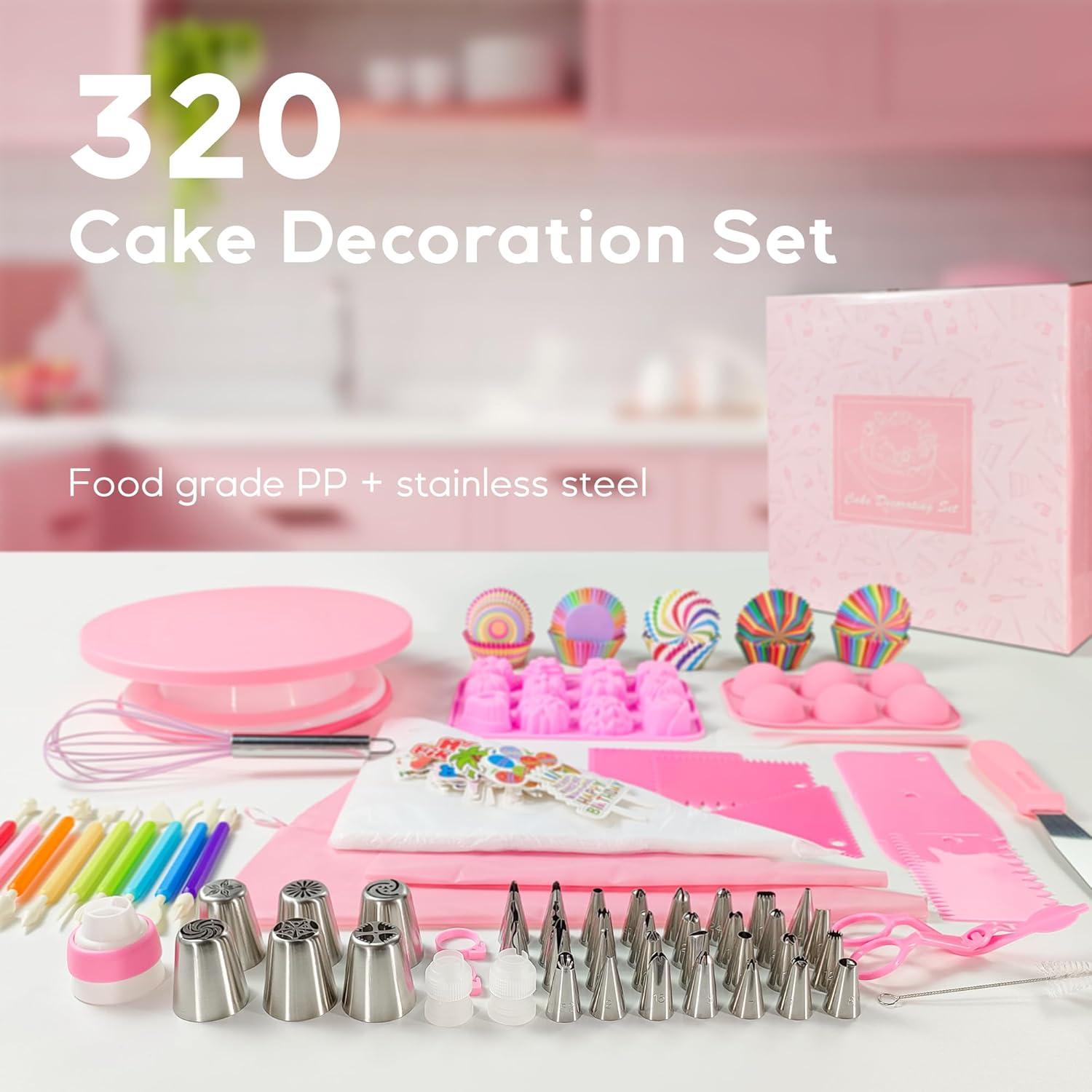 Torten Zubehör Set Drehbarer Tortenständer Spritztüllen Backzubehör 320 Stück