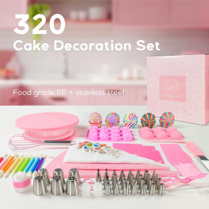 Torten Zubehör Set Drehbarer Tortenständer Spritztüllen Backzubehör 320 Stück