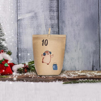 Adventskalender zum Befüllen Kraftpapiertüten Weihnachtswald
