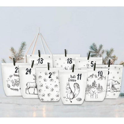 Adventskalender zum Selbstbefüllen Weiß mit Weihnachtswald