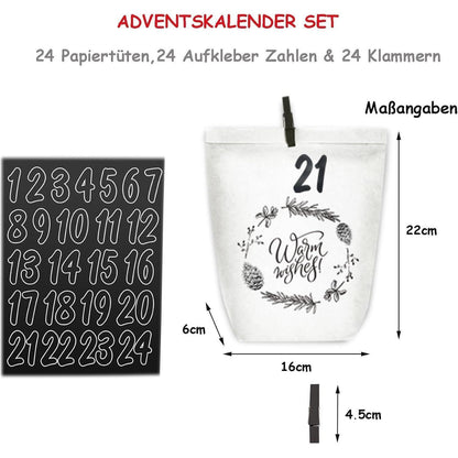 Adventskalender zum Selbstbefüllen Weiß mit Weihnachtswald