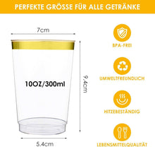 60 Stück 10oz Goldrand Partybecher wiederverwendbar 300ml