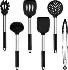 Silikon Küchenhelfer Set Pfannenwender Edelstahl Griff 6-teilig