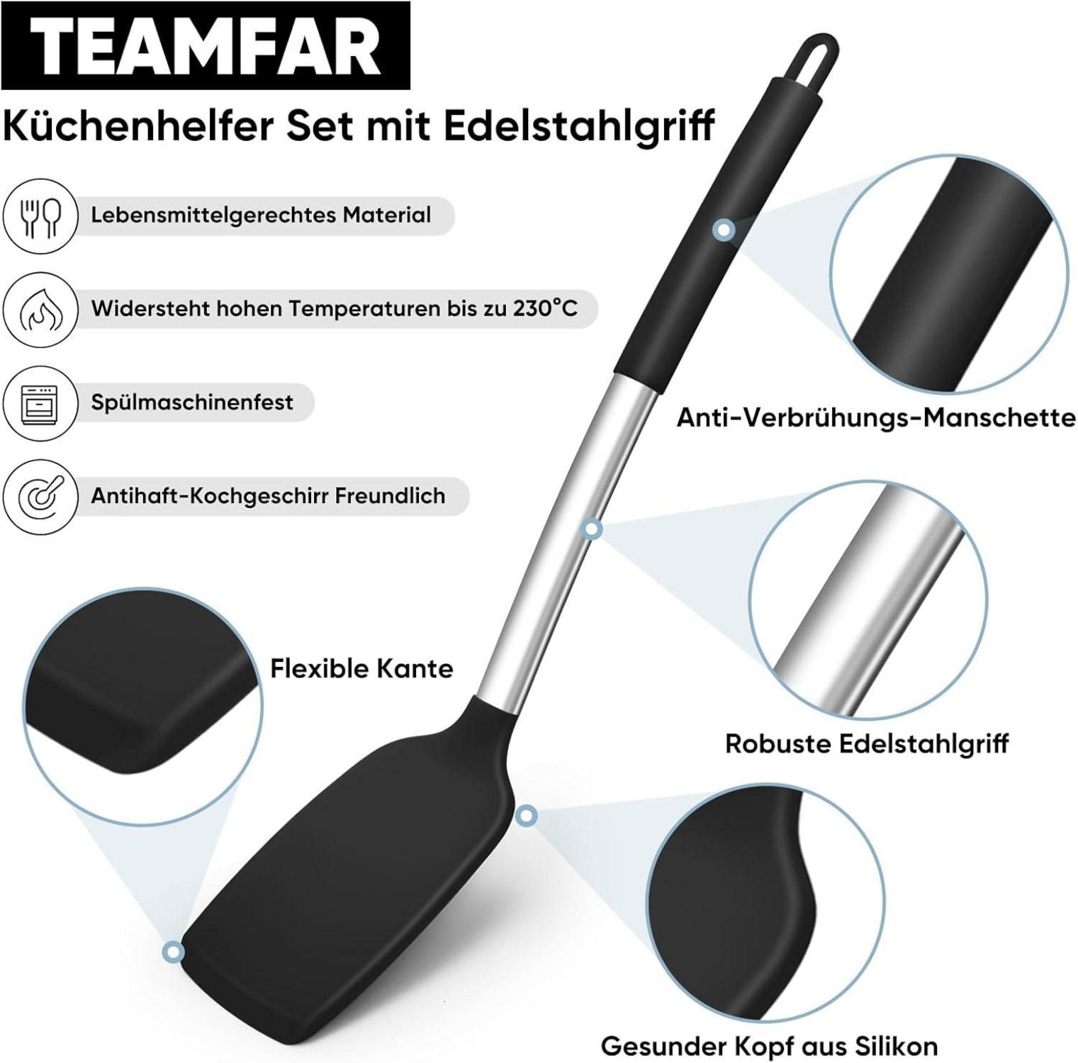 Silikon Küchenhelfer Set Pfannenwender Edelstahl Griff 6-teilig