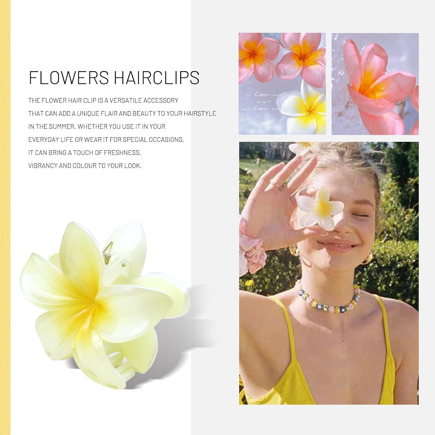 Blumen Haarklammern Kunststoff 8 Stück bunt Hawaii Flower Accessories