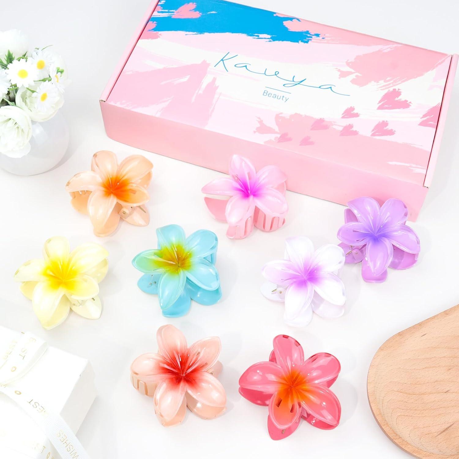 Blumen Haarklammer Groß 8 Stück Hawaii Spange Bunt Blumenklammern