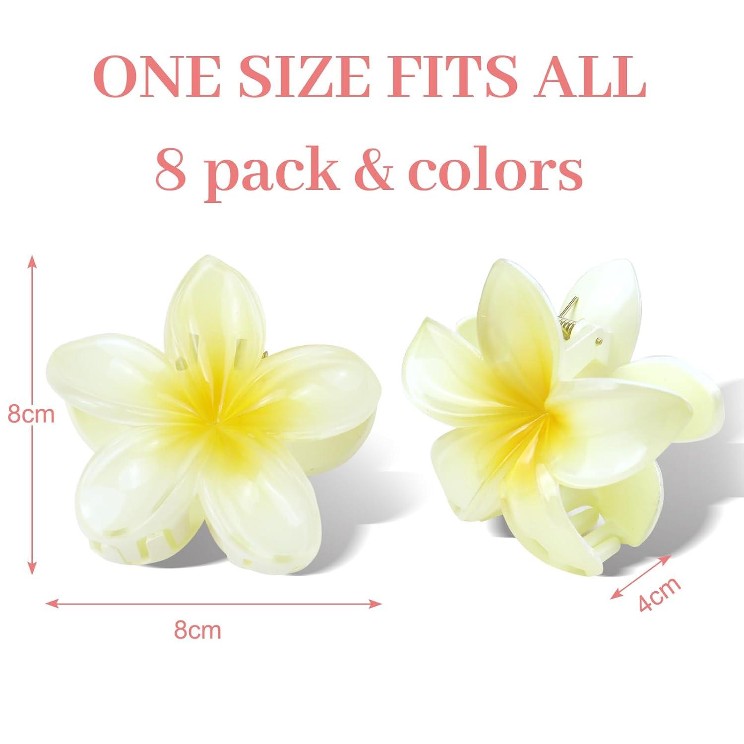 8er Set bunte Blumen Haarklammern Kunststoff, Hawaii Stil