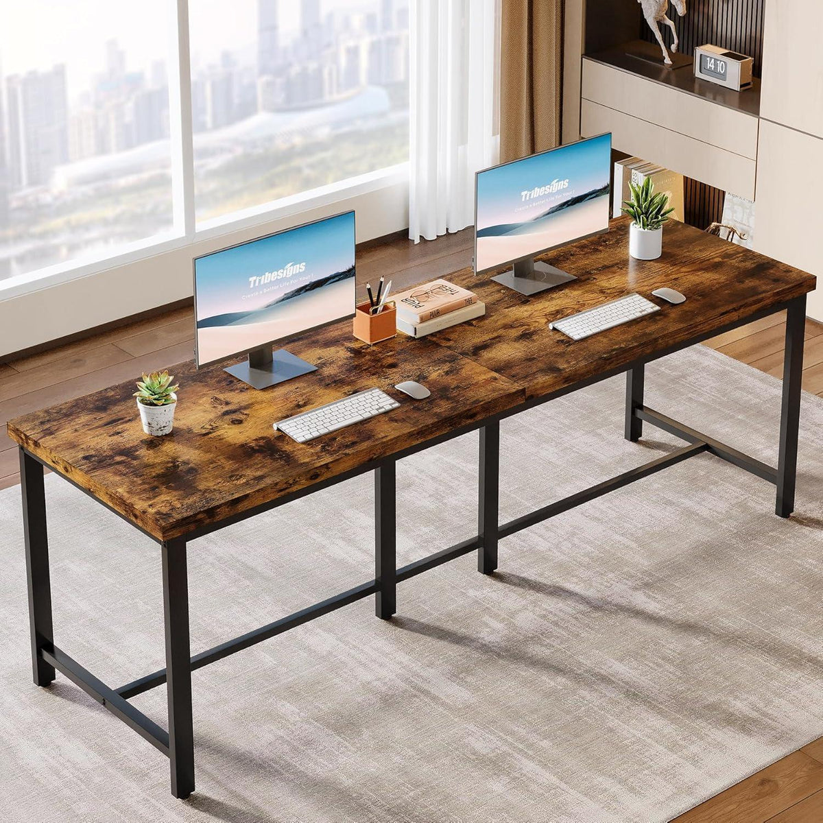 Doppelschreibtisch 200cm – Industrie-Design für Homeoffice & Arbeitszimmer