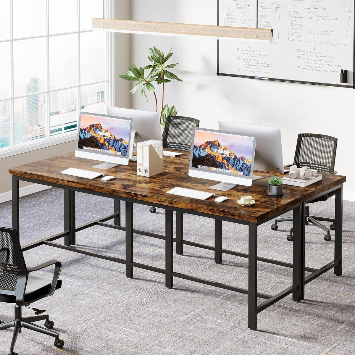 Doppelschreibtisch 200cm – Industrie-Design für Homeoffice & Arbeitszimmer
