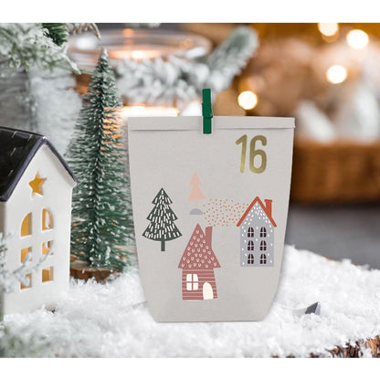 Adventskalender Kraftpapier Set - 24 Weihnachtstüten, selbst