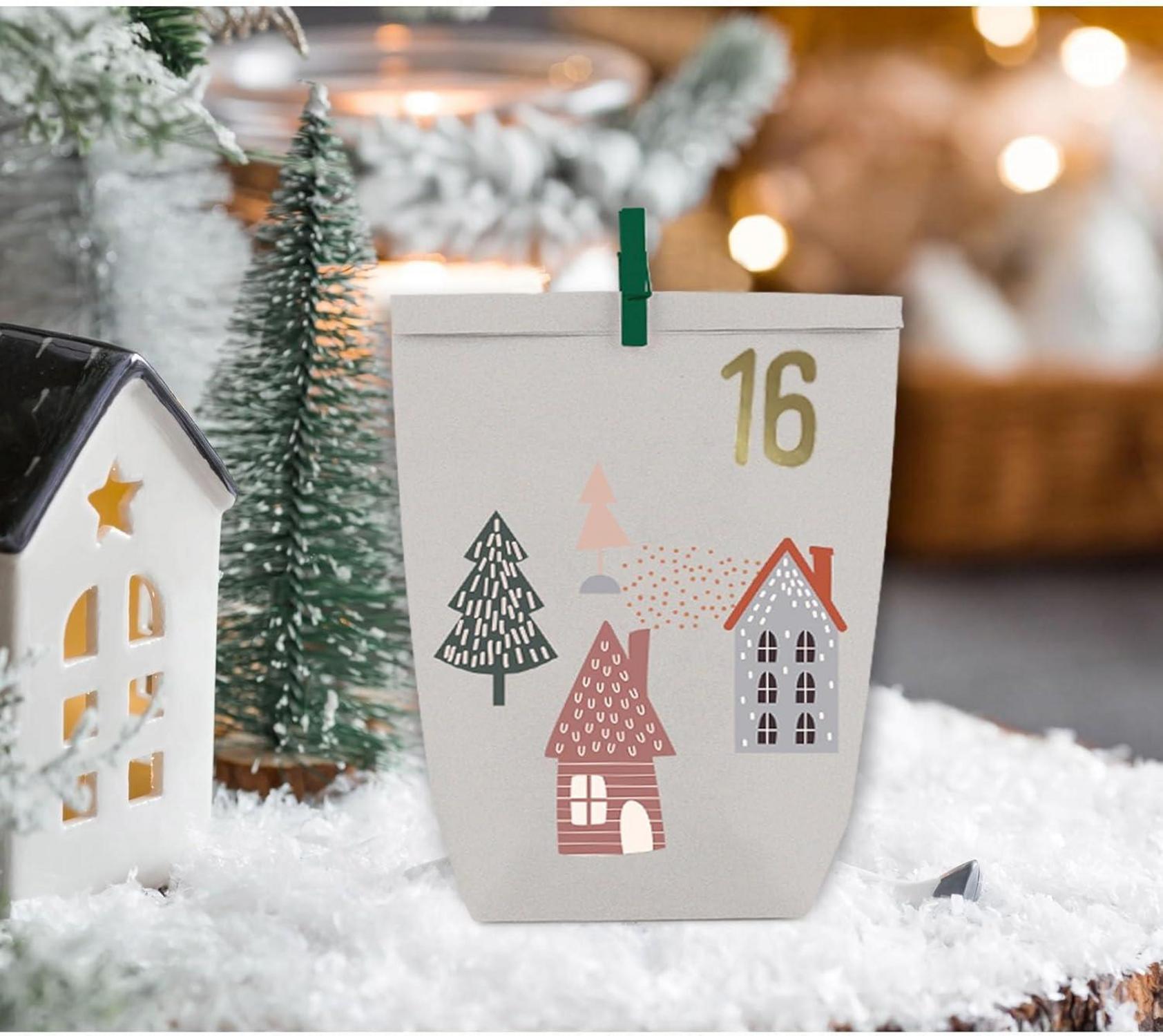 Adventskalender zum Selbstbefüllen Weihnachtstüten Bastelset 24