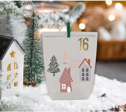 Adventskalender zum Selbstbefüllen Weihnachtstüten Bastelset 24