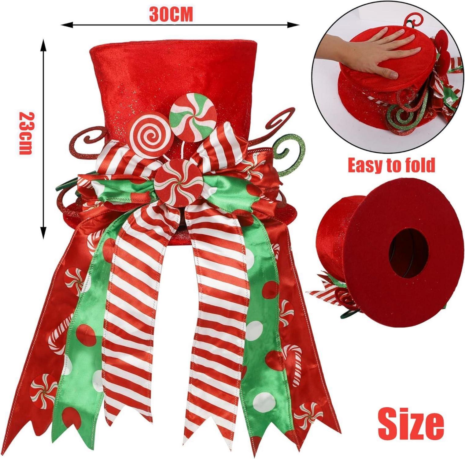 Weihnachtsbaum Spitze 30CM Roter Hut mit Schleifenband und Lollipop