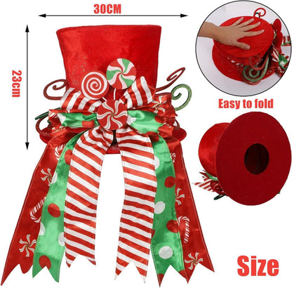 Weihnachtsbaum Spitze 30CM Roter Hut mit Schleifenband und Lollipop