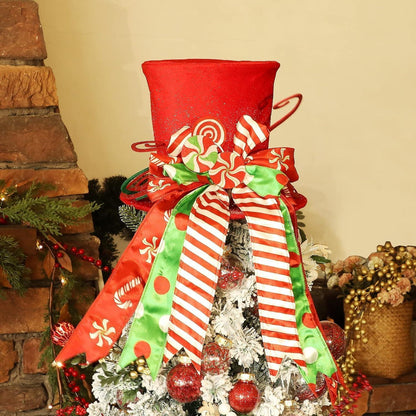 LATERN Weihnachtsbaum Spitze - Roter Hut mit Schleifenband & Lollipop 30CM
