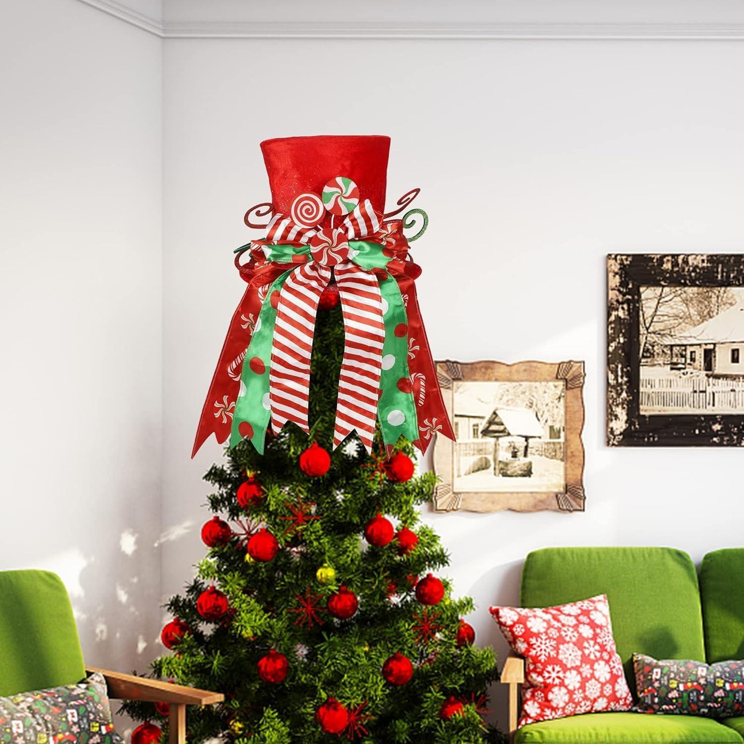 Weihnachtsbaumspitze 30CM Roter Hut Gestreift Lollipop Zuhause Winter Dekor