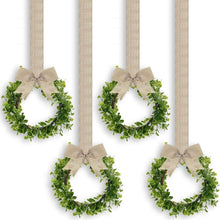 Künstlicher Weihnachtskranz 4er Set 22CM Grüne Blätter Sackleinen