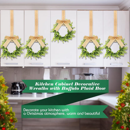 Künstlicher Weihnachtskranz 4er Set 22CM Grüne Blätter Sackleinen